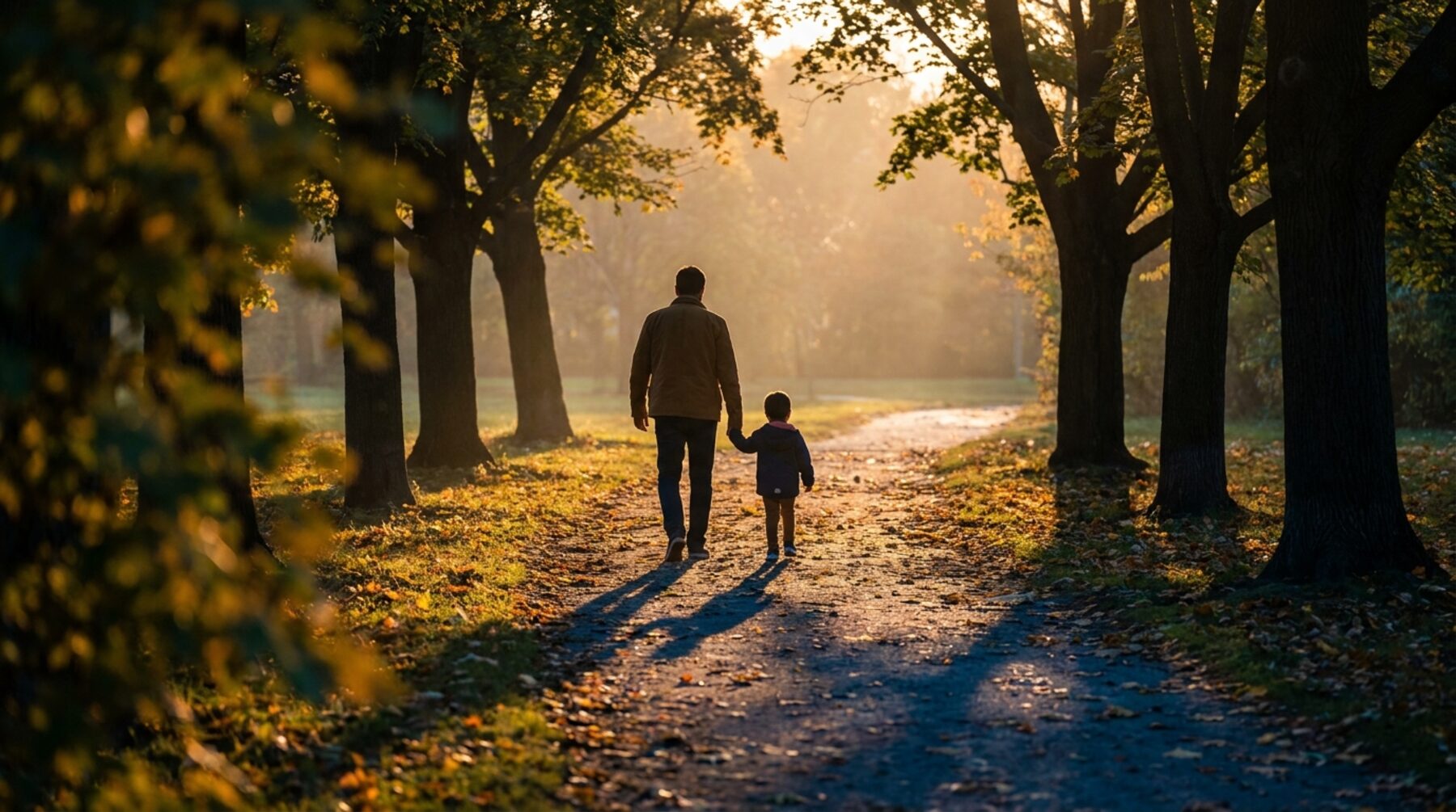 A parent and child walking together in a Toronto park